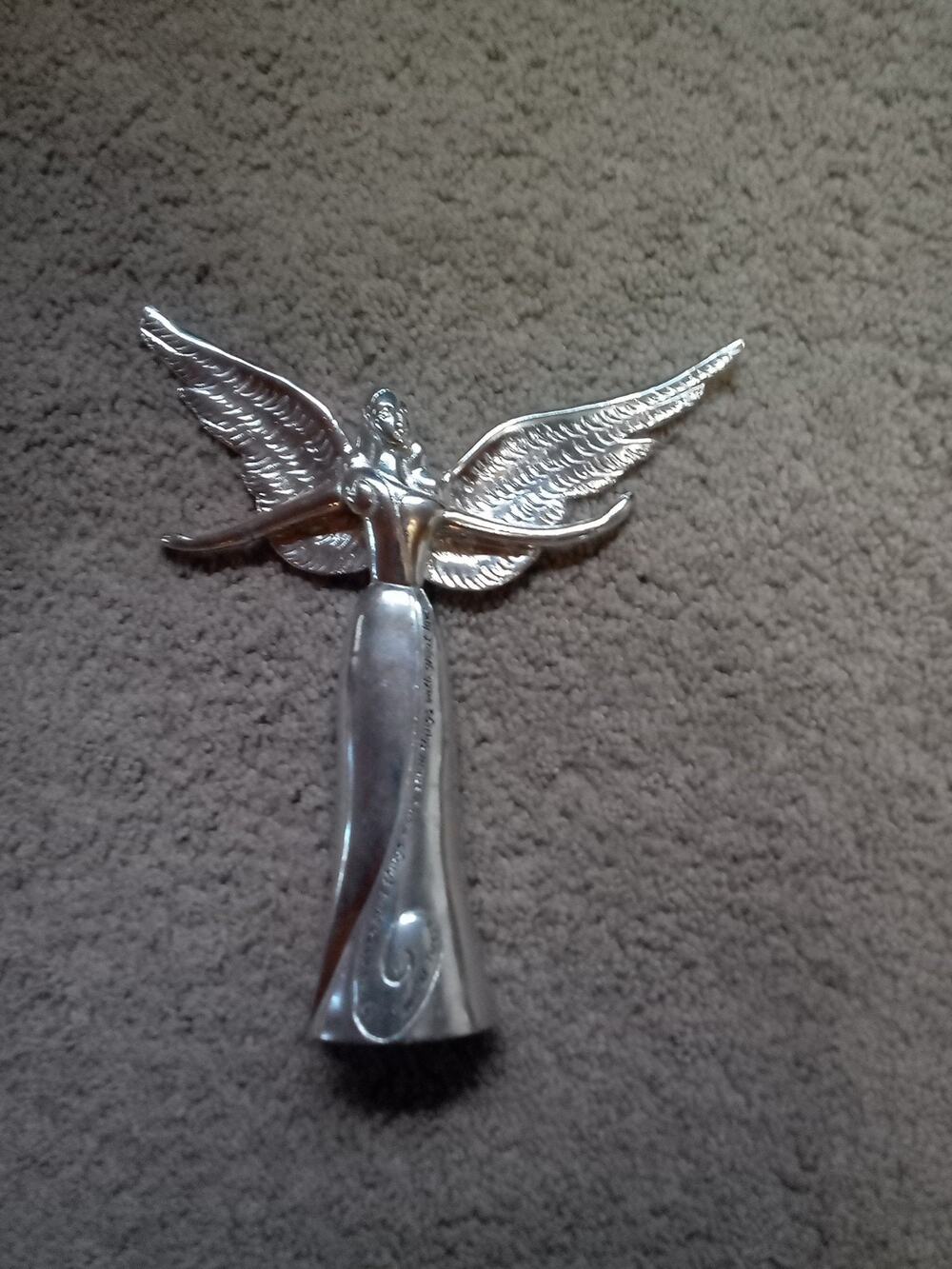 Vintage Silver Tone Angel Figurine Mother Teresa Quote 8”
